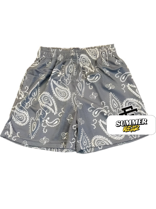 EE Shorts Cashew flowers Grey