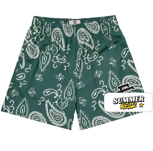 EE Shorts Cashew flowers Green